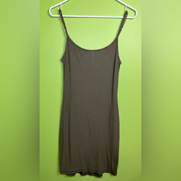Skims mini olive green ribbed dress size L - Picture 1 of 5